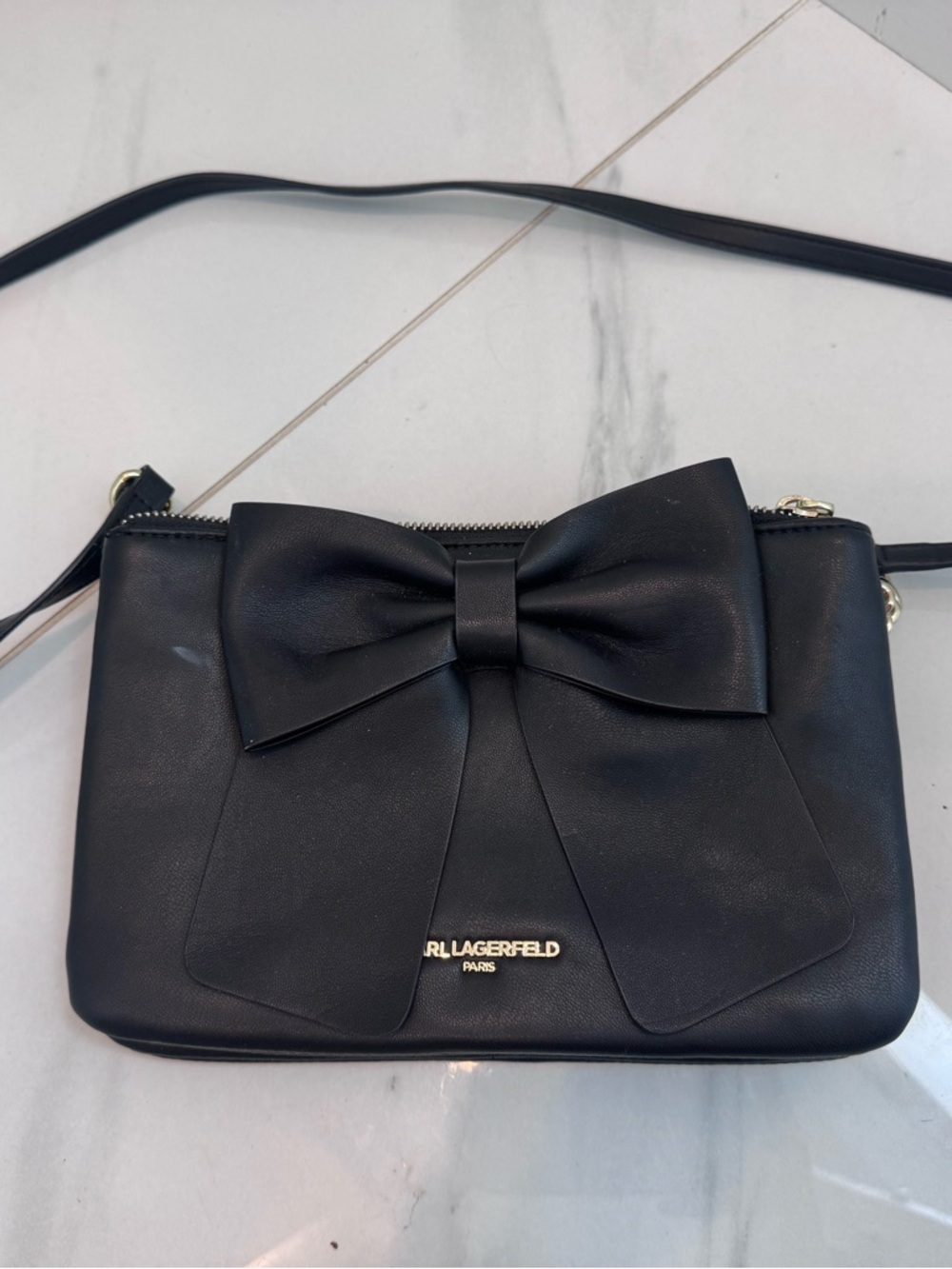 Karl Lagerfeld Black Bow Detail Crossbody Bag